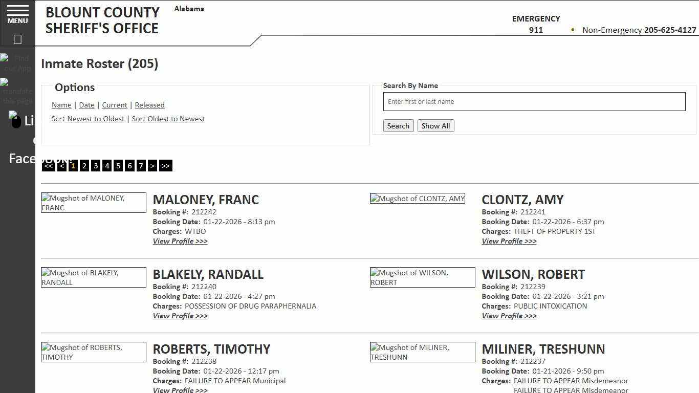 Inmate Roster - Current Inmates Booking Date Descending - Blount County Sheriff AL