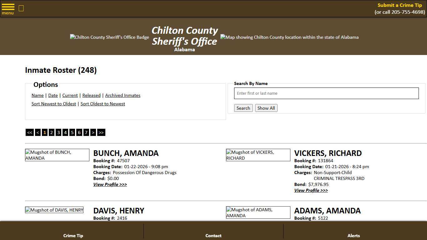 Inmate Roster - Current Inmates Booking Date Descending - Chilton County Sheriff's Office