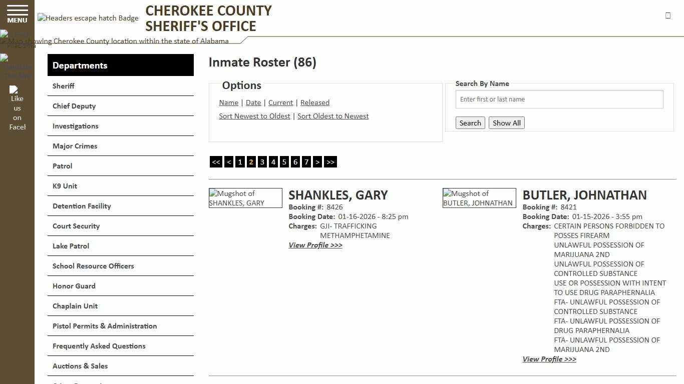 Inmate Roster - Page 2 Current Inmates Booking Date Descending - Cherokee County Sheriff AL